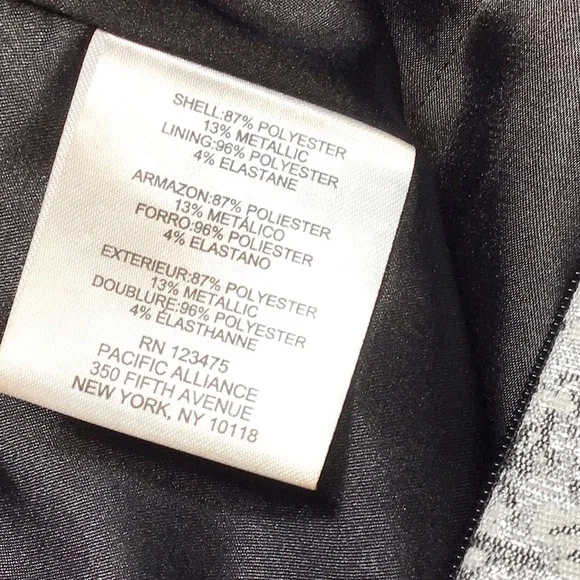 🪞Ellen Tracy Silver Metallic A-Line Knee Length Lined Back Zip - Picture 5 of 9